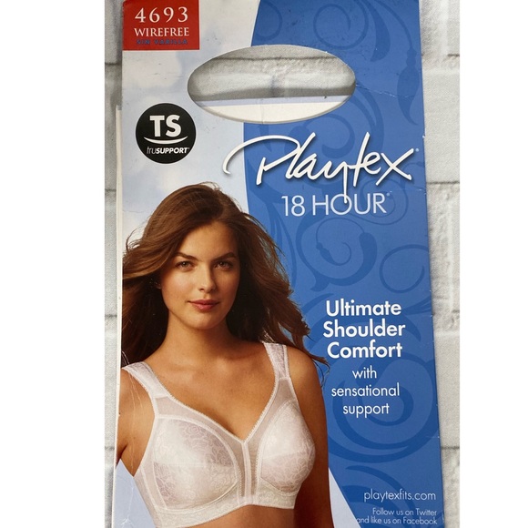Playtex White Vanilla 4693 Wire Free Bra - Picture 2 of 7